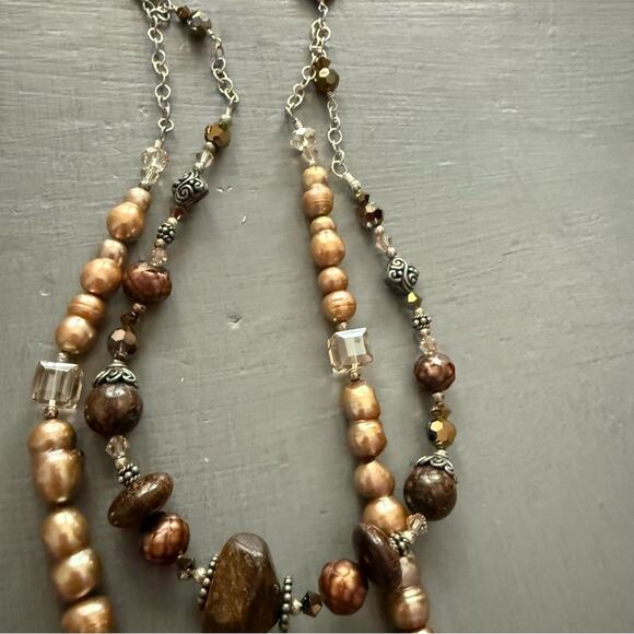 Tres Jolie 925 Sterling Silver Bronzite Pearl Beaded Necklace - Picture 7 of 9